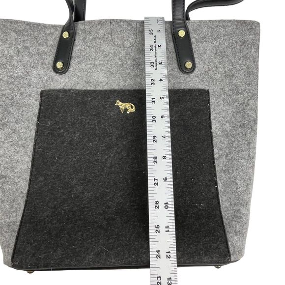 Emma Fox Gray & Black Felt Tote Shoulder Bag Purse Handbag Pockets - Picture 14 of 15